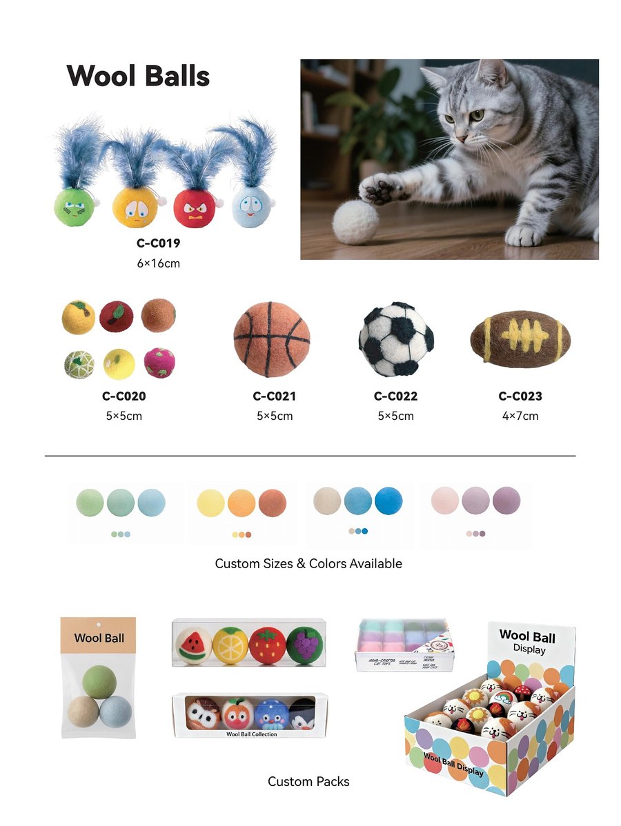 Wool Balls C-C019 – C-C023 wholesale cat toys | PawMivo